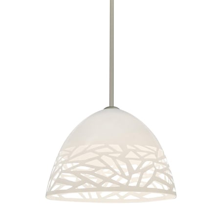 Besa Lighting Besa Kiev Stem Pendant, White, Satin Nickel Finish, 1x60W Medium Base 1TT-KIEVWH-SN